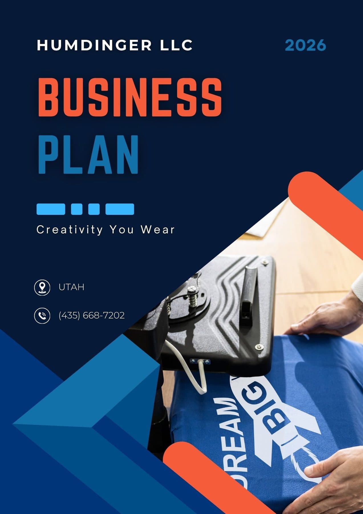 Professional cover page of the completed Humdinger business plan.